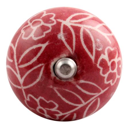 Dark Pink Leaf Floral Ceramic Wine Stopper